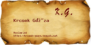 Krcsek Géza névjegykártya
